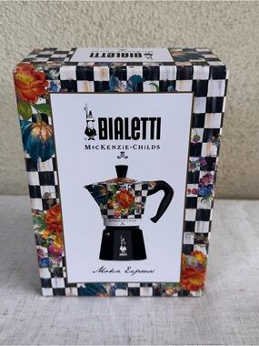 Bialetti MacKenzie-Childs Floral Black & White Moka Express